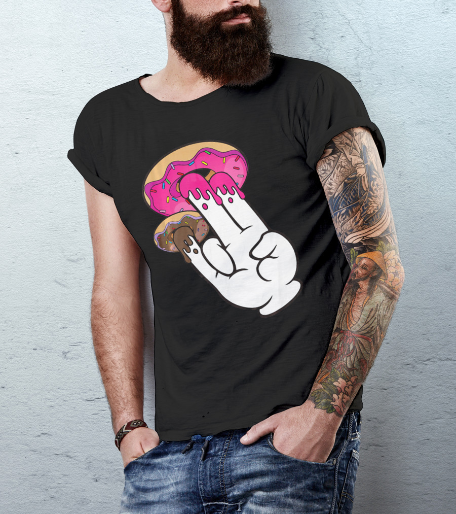 Funny Donuts With The Shocker Hand Gesture And Sprinkled Frosting T-Shirt