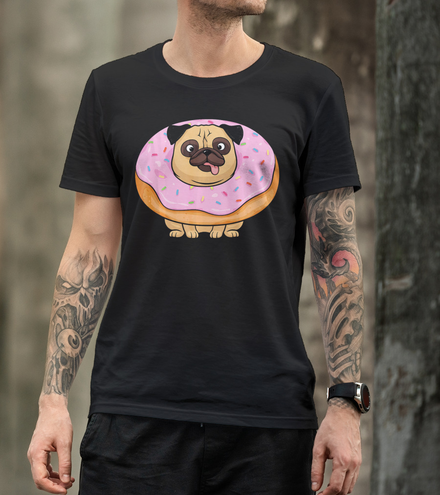 Cute Doughnut Pug Wearing A Donut Costume Sprinkles T-Shirt
