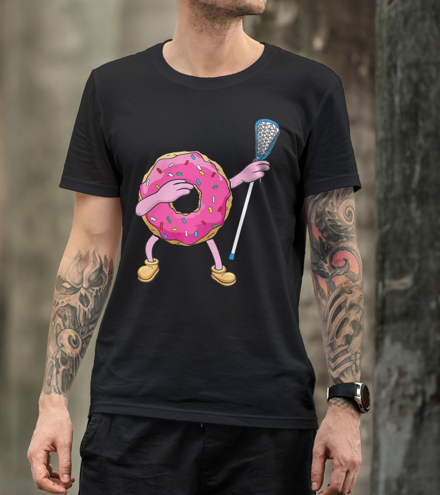 Dabbing Donut Playing Lacrosse With Sprinkles T-Shirt