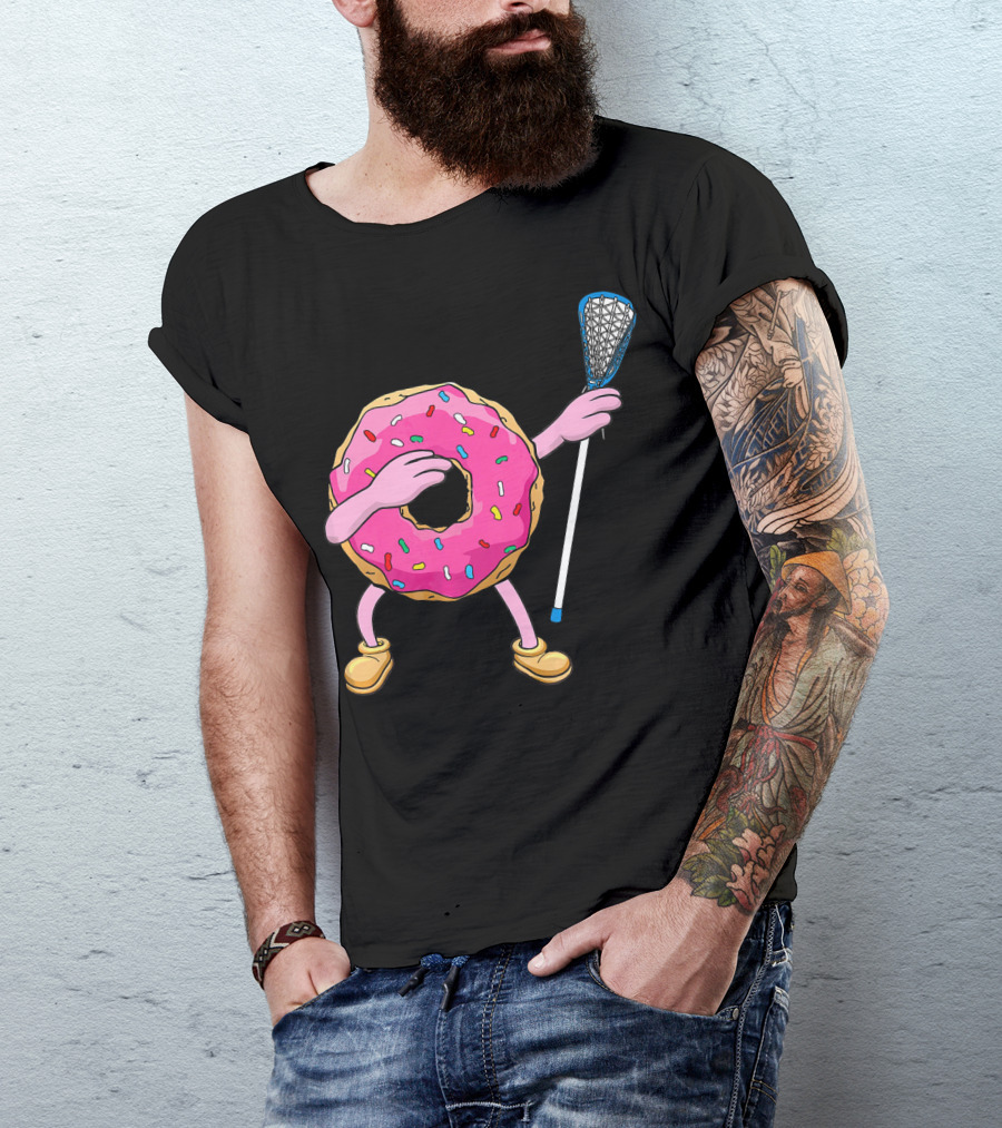 Dabbing Donut Playing Lacrosse With Sprinkles T-Shirt
