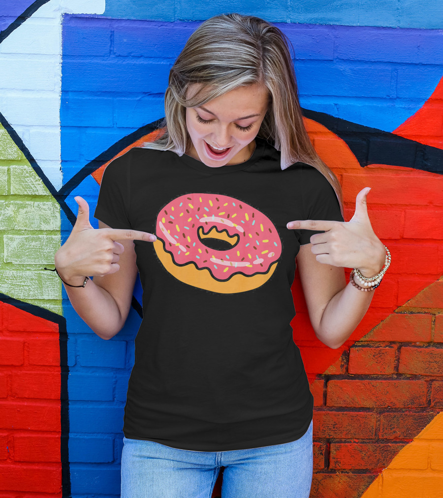 Pink Frosted Donut With Sprinkles T-Shirt