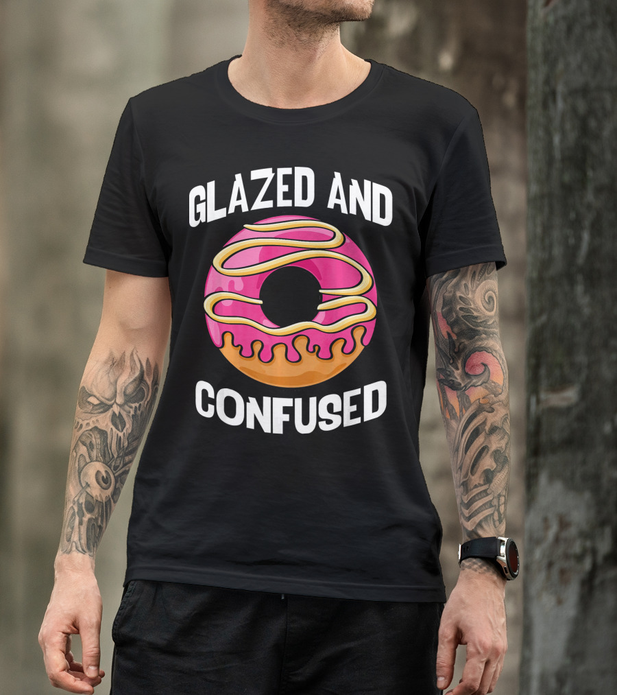 Glazed And Confused Pink Donut With Dripping Icing T-Shirt