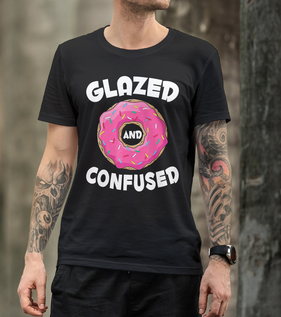 Glazed And Confused Funny Donut Lovers Pink Sprinkles T-Shirt