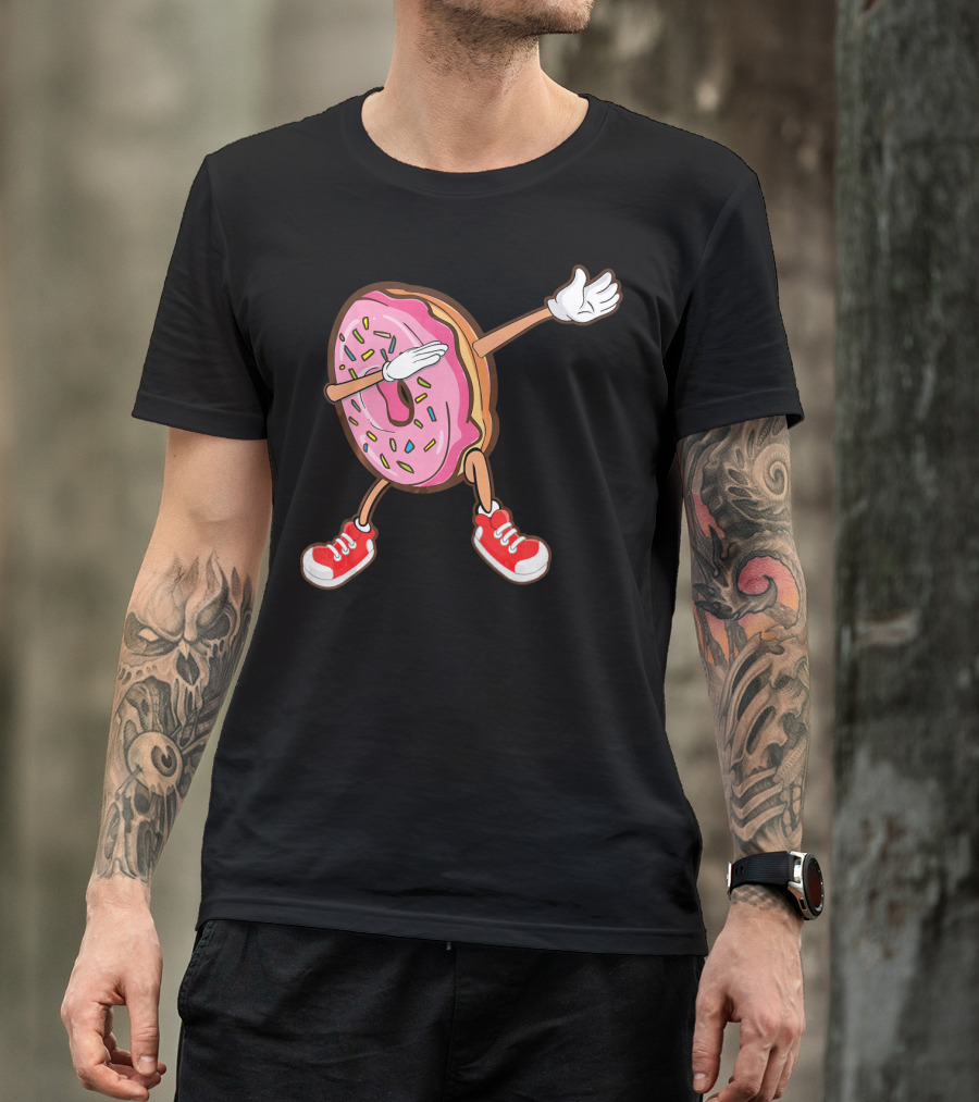 Dabbing Strawberry Frosted Donut With Sprinkles And Red Sneakers T-Shirt