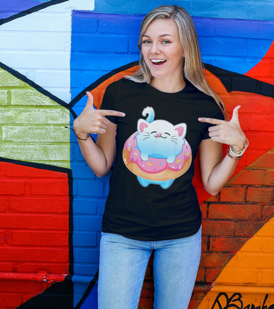 Donut Cat Kitty Lovers Sprinkled Sweet Treat Feline Delight T-Shirt