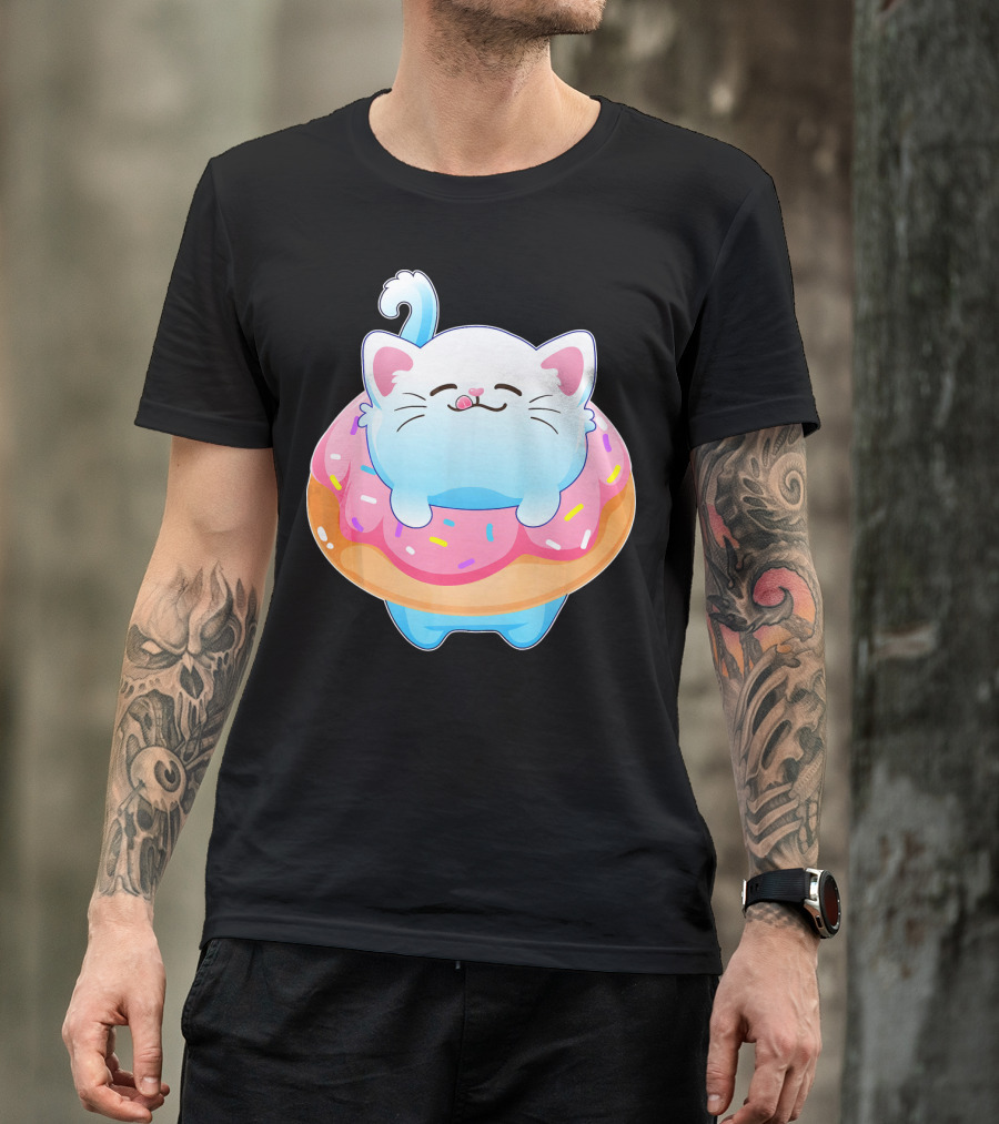 Donut Cat Kitty Lovers Sprinkled Sweet Treat Feline Delight T-Shirt