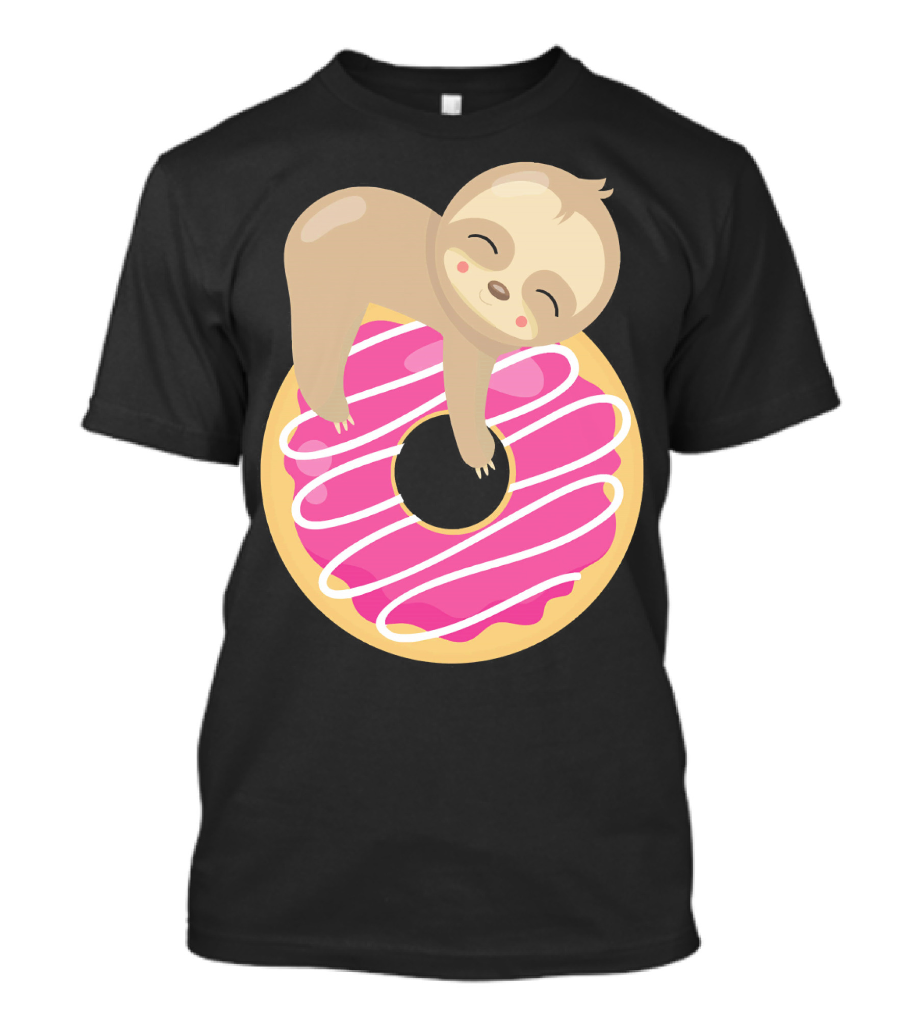 Sloth Donut Funny Animal Cute Pink Pastry Delight T-Shirt