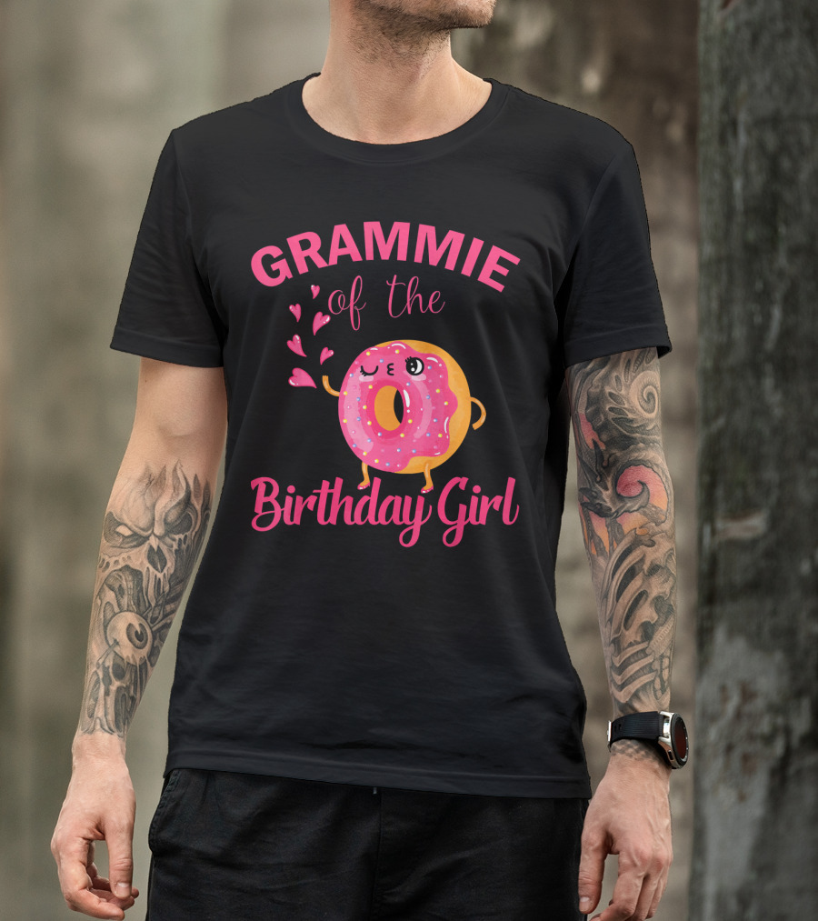 GRAMMIE Of The Birthday Girl Donut With Hearts T-Shirt