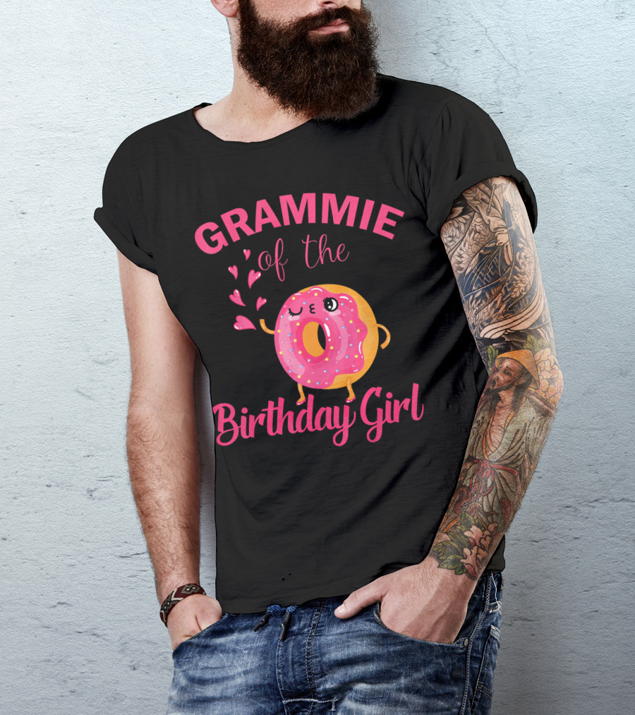 GRAMMIE Of The Birthday Girl Donut With Hearts T-Shirt