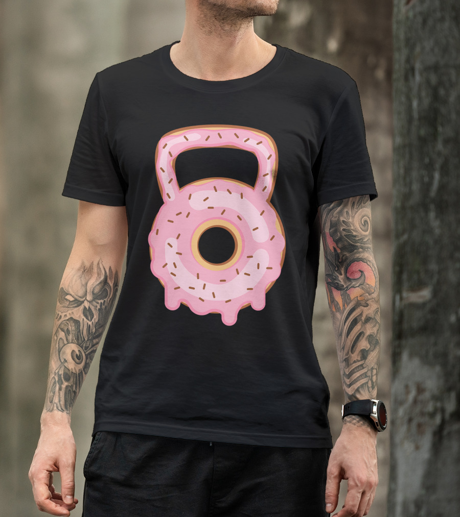 Kettlebell Donut Lover Gym Workout Pink Sprinkles T-Shirt