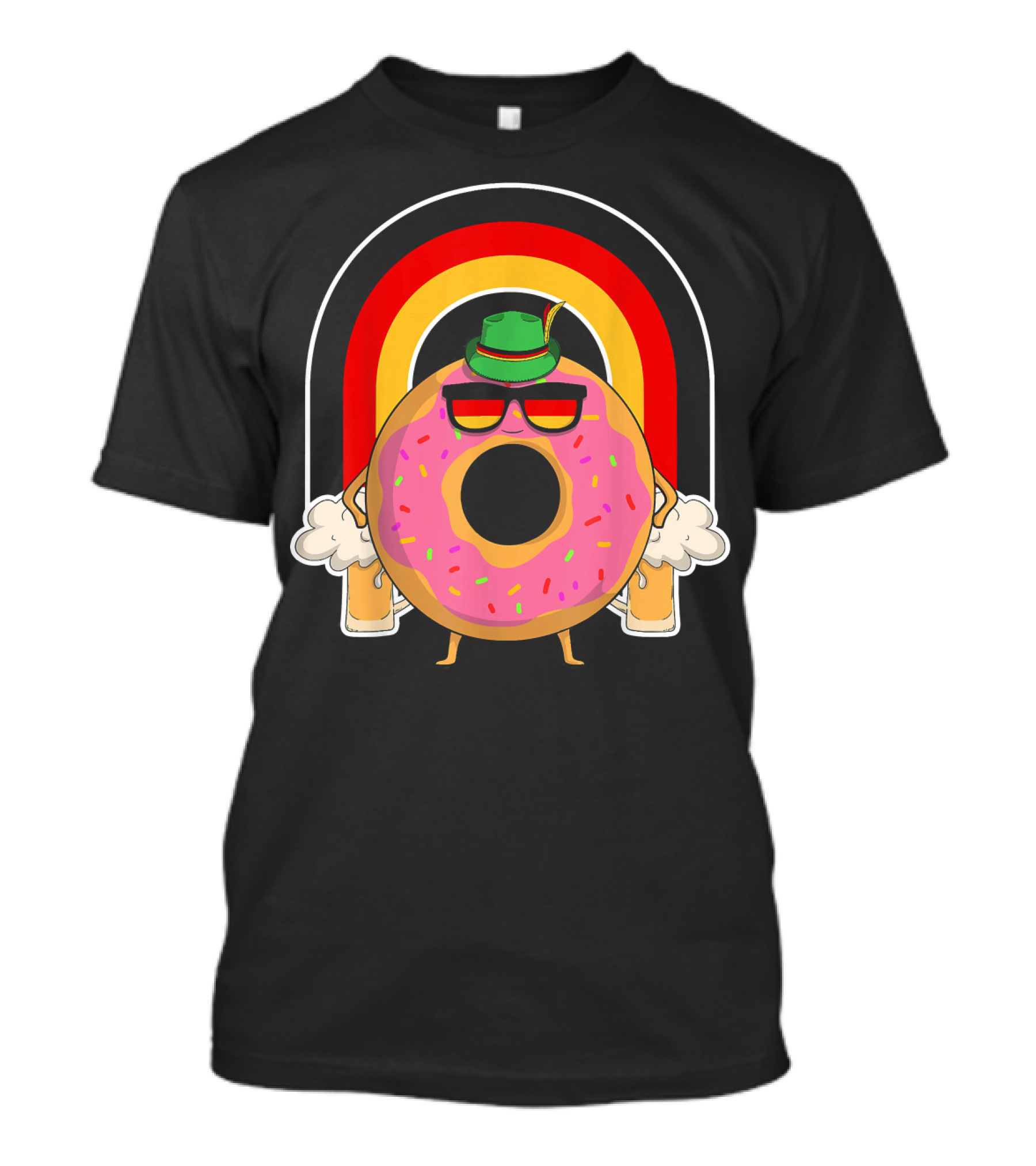 Donuts Beer Oktoberfest Prost German Fla Bavarian Rainbow Hat Party T-Shirt