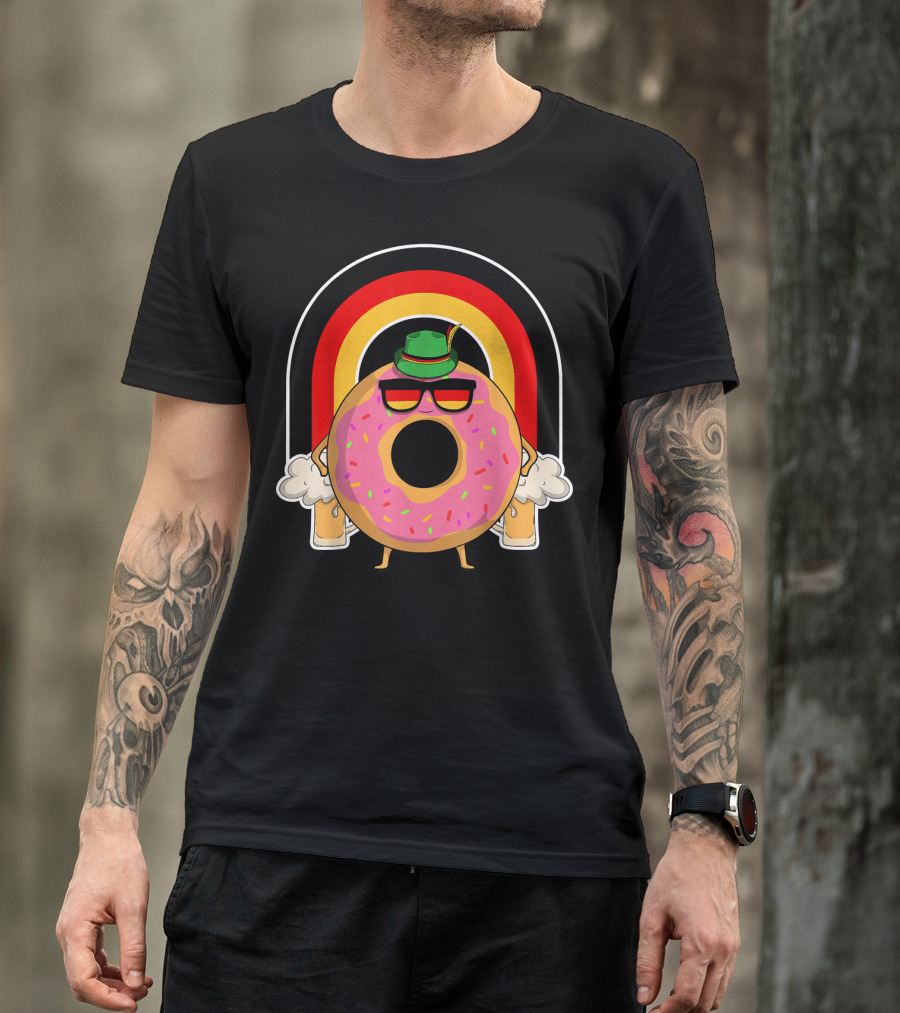 Donuts Beer Oktoberfest Prost German Fla Bavarian Rainbow Hat Party T-Shirt