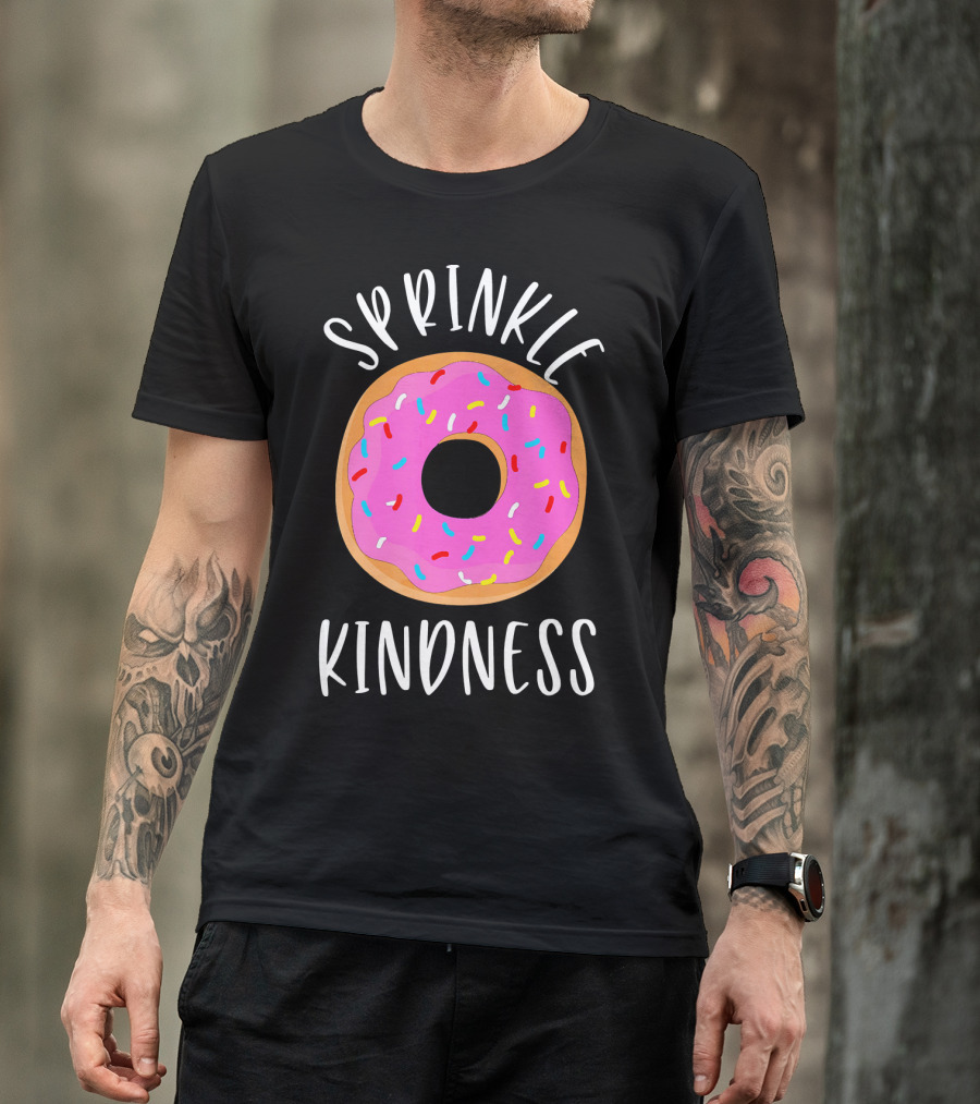 Sprinkle Kindness Donut Anti Bullying Pink Frosted Doughnut T-Shirt