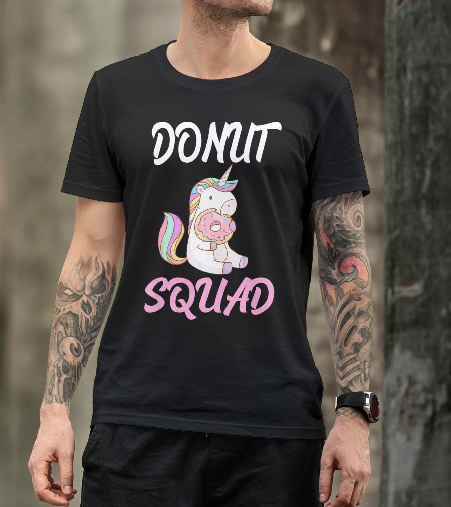 Donut Squad Unicorn Holding Donut With Cute Expression T-Shirt