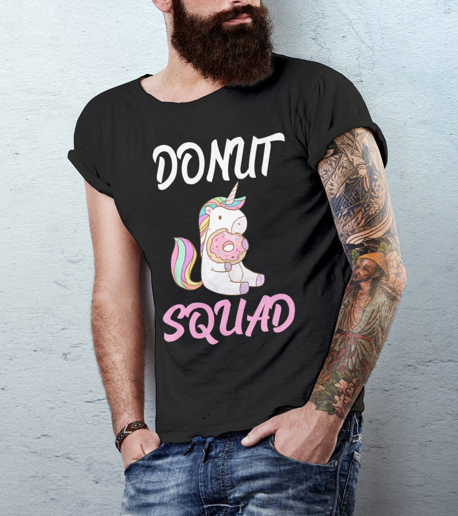 Donut Squad Unicorn Holding Donut With Cute Expression T-Shirt