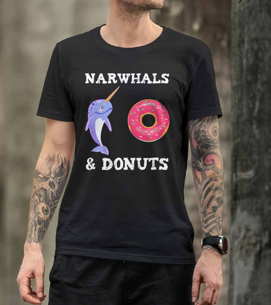 Narwhals And Donuts Funny Doughnut Combo T-Shirt