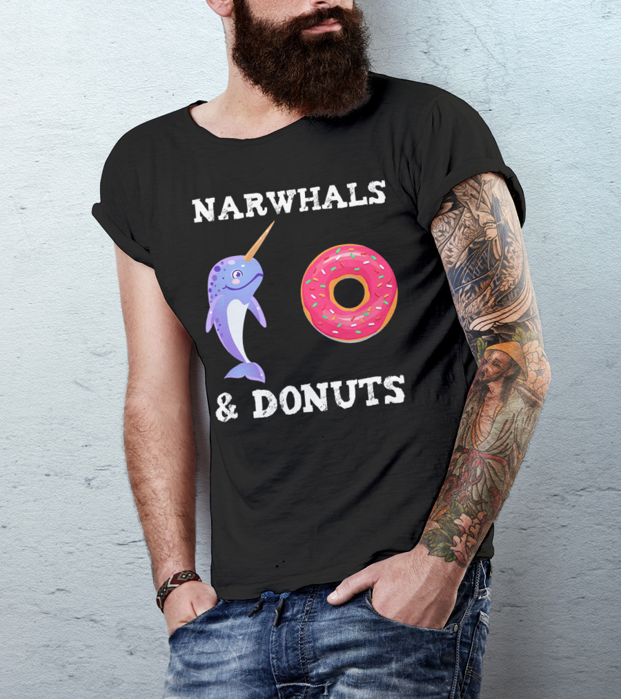 Narwhals And Donuts Funny Doughnut Combo T-Shirt
