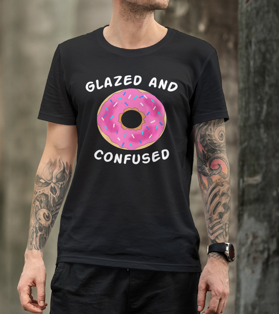 Glazed And Confused Donut Lover Pink Sprinkle Doughnut T-Shirt