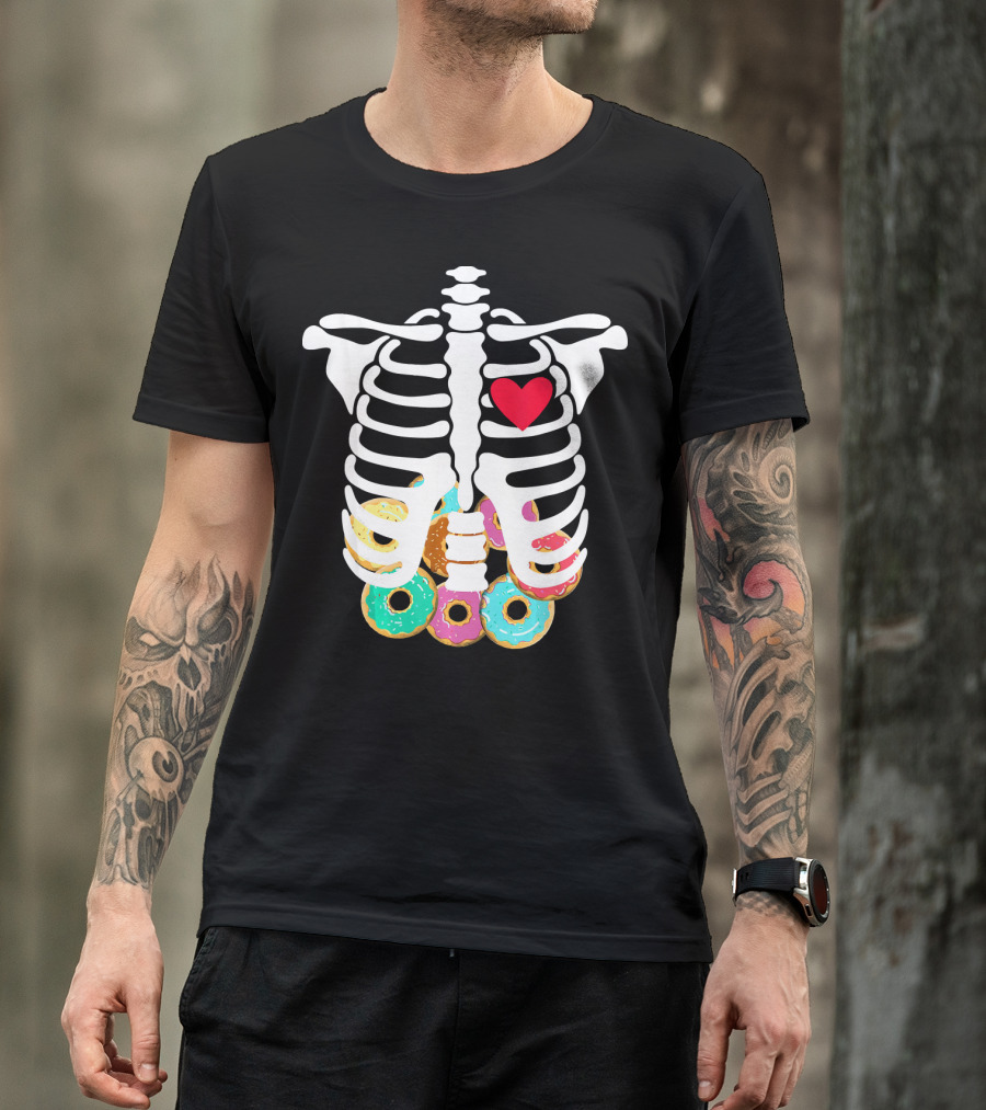 Rib Cage Skeleton X Ray Donuts Heart T-Shirt