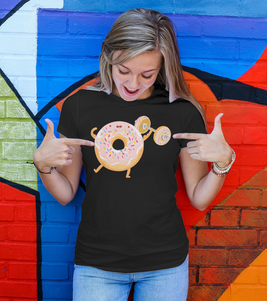 Funny Donut Gym Barbell Fitness Humor T-Shirt