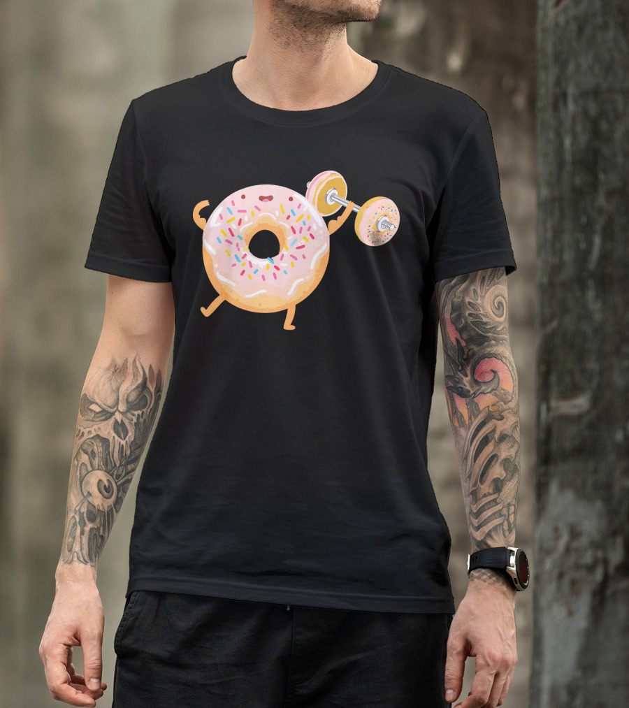 Funny Donut Gym Barbell Fitness Humor T-Shirt