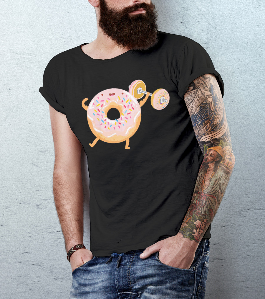 Funny Donut Gym Barbell Fitness Humor T-Shirt