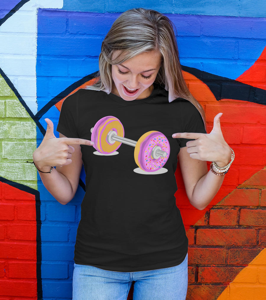 Donut Barbell Sprinkle Weightlifting Humor Novelty T-Shirt