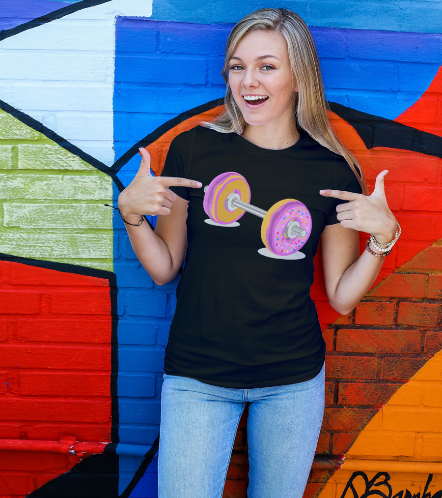 Donut Barbell Sprinkle Weightlifting Humor Novelty T-Shirt