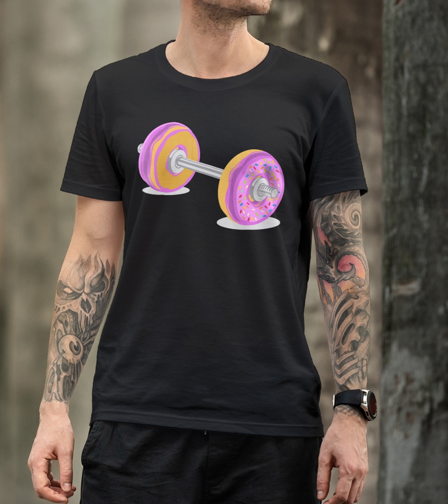 Donut Barbell Sprinkle Weightlifting Humor Novelty T-Shirt