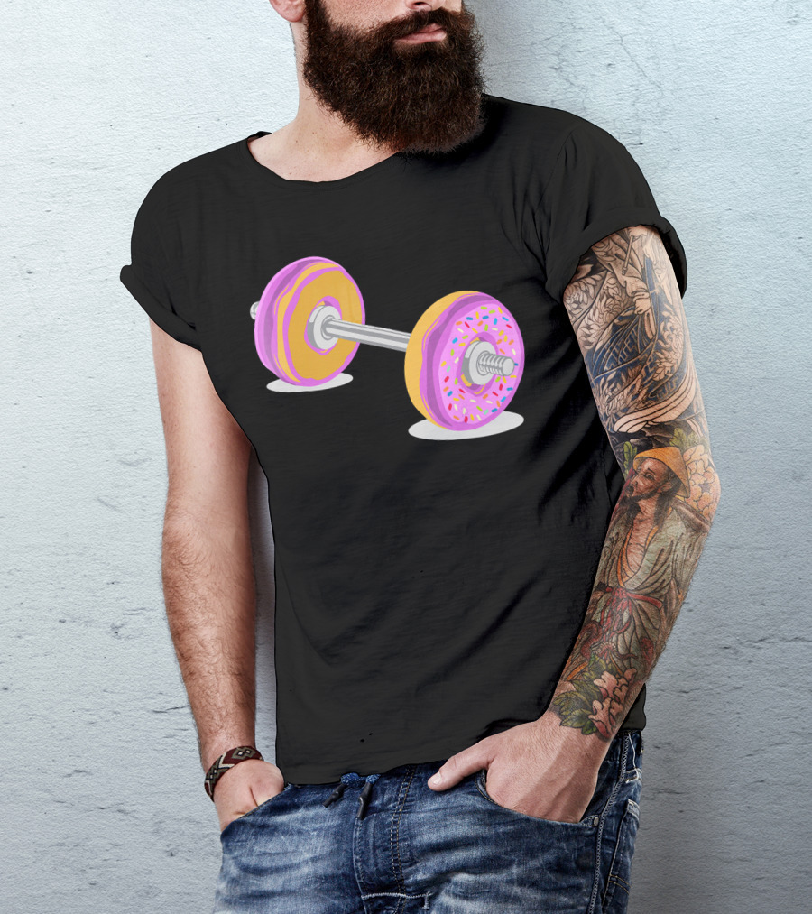 Donut Barbell Sprinkle Weightlifting Humor Novelty T-Shirt