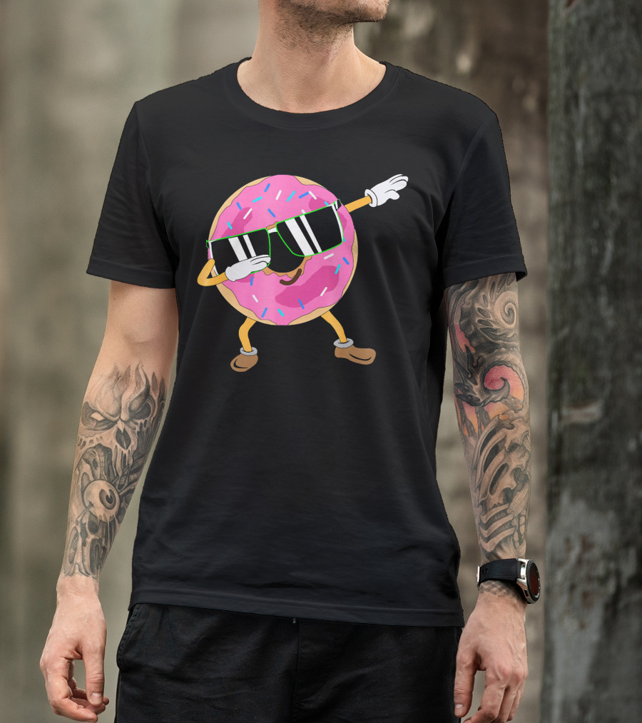 Cool Dabbing Donut Sprinkles Sunglasses Fun T-Shirt
