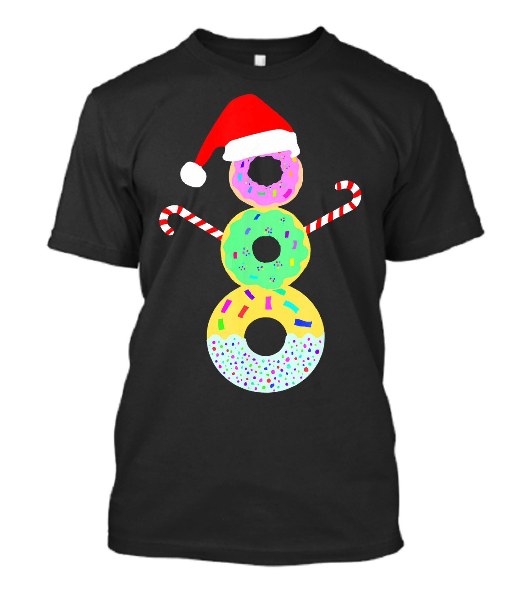 Snowman Donuts Doughnut Confections Christmas Candy Canes Santa Hat T-Shirt
