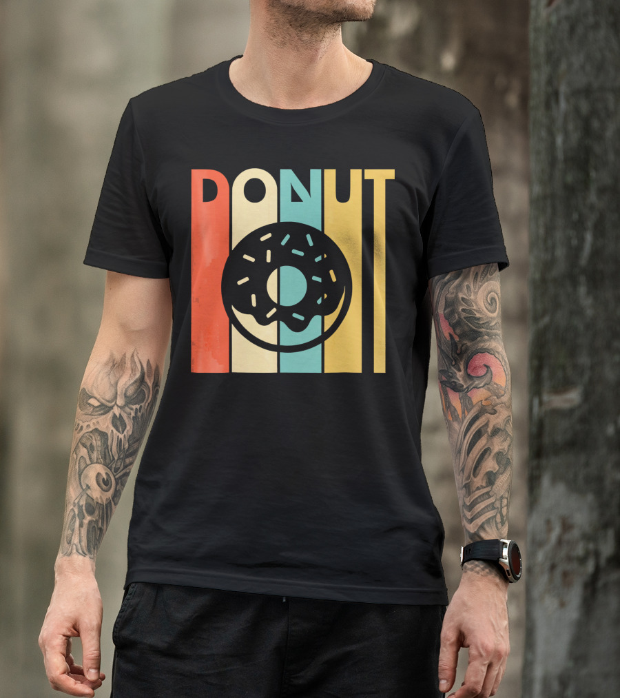 Vintage Style Donut Retro Stripes T-Shirt
