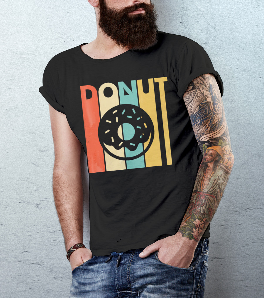 Vintage Style Donut Retro Stripes T-Shirt