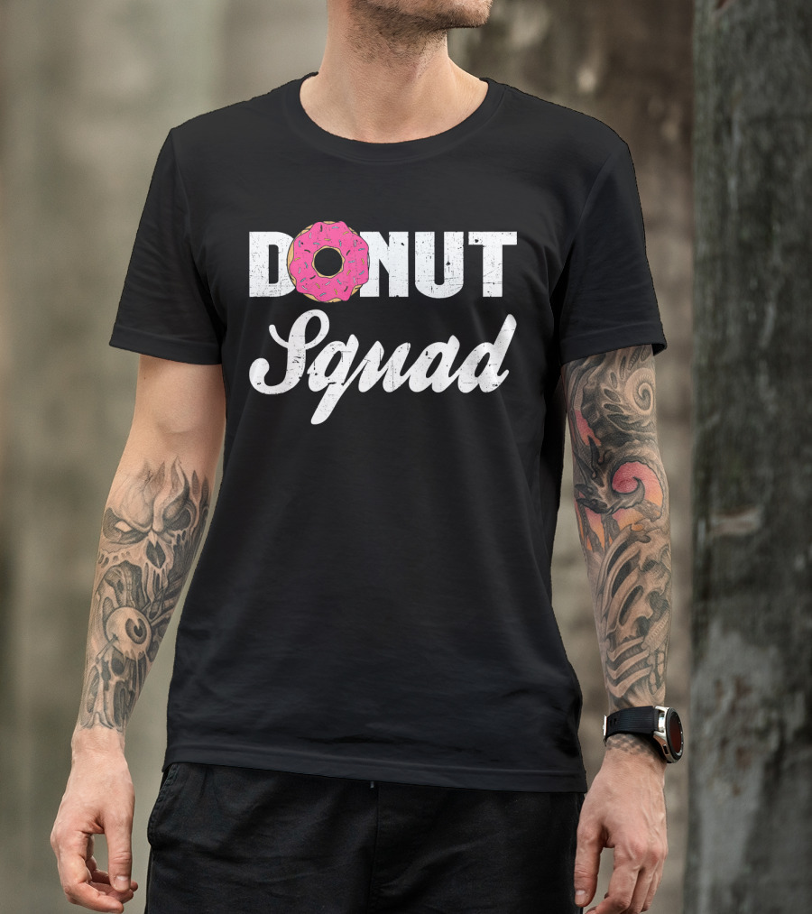 Donut Squad Funny Doughnut Lovers And Poli With Pink Frosted Topped Letters T-Shirt