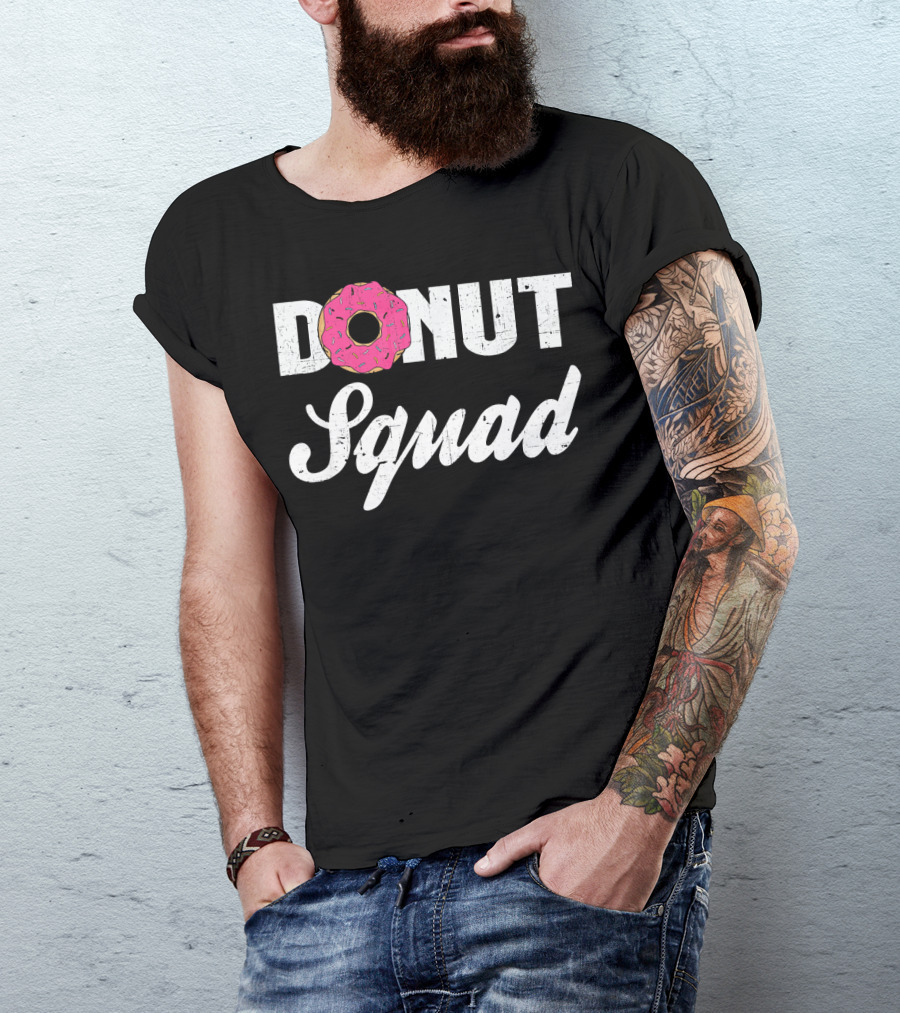 Donut Squad Funny Doughnut Lovers And Poli With Pink Frosted Topped Letters T-Shirt