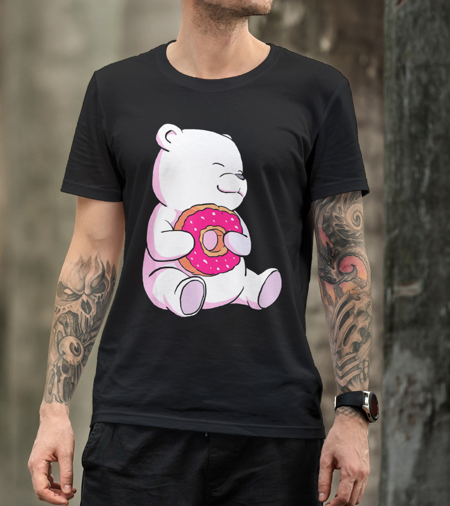 Polar Bear Holding Donut Animal Lover T-Shirt