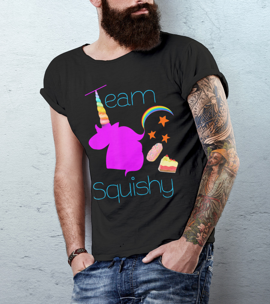 Team Squishy Forever Unicorn Rainbow Donut Cake Stars T-Shirt