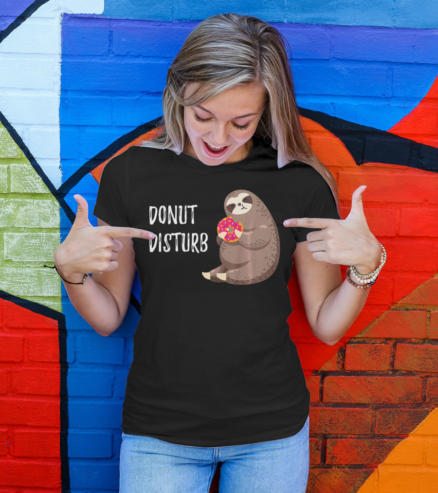 Donut Disturb Cute Sloth Eating A Donut T-Shirt