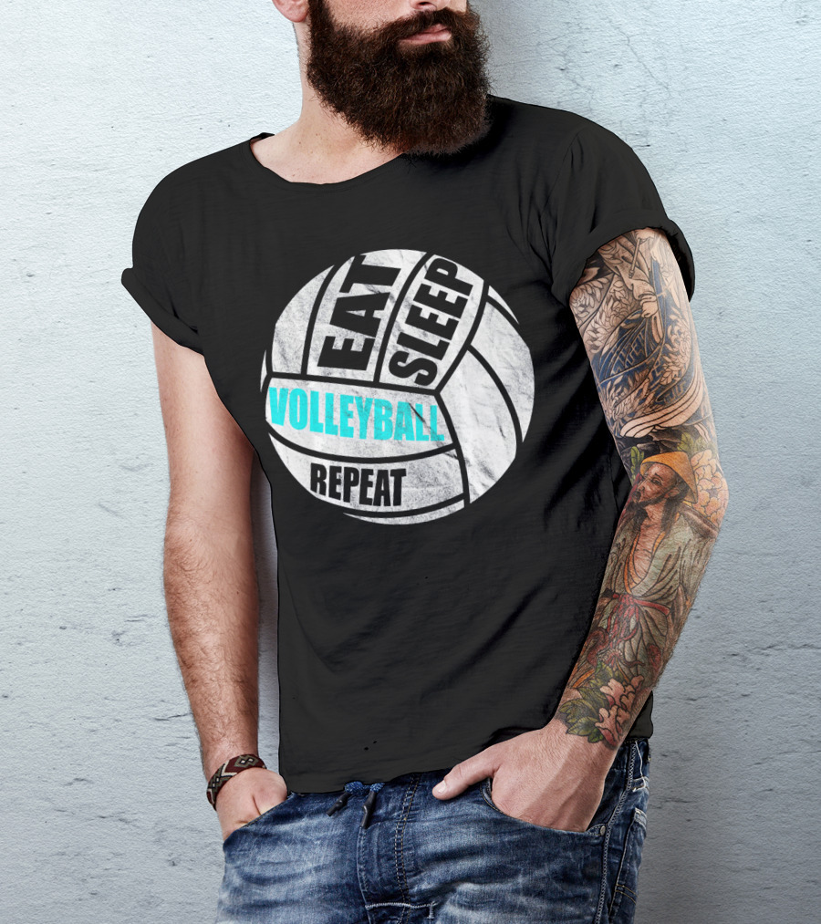 Eat Sleep Volleyball Repeat Distressed Girls Or Boys T-Shirt