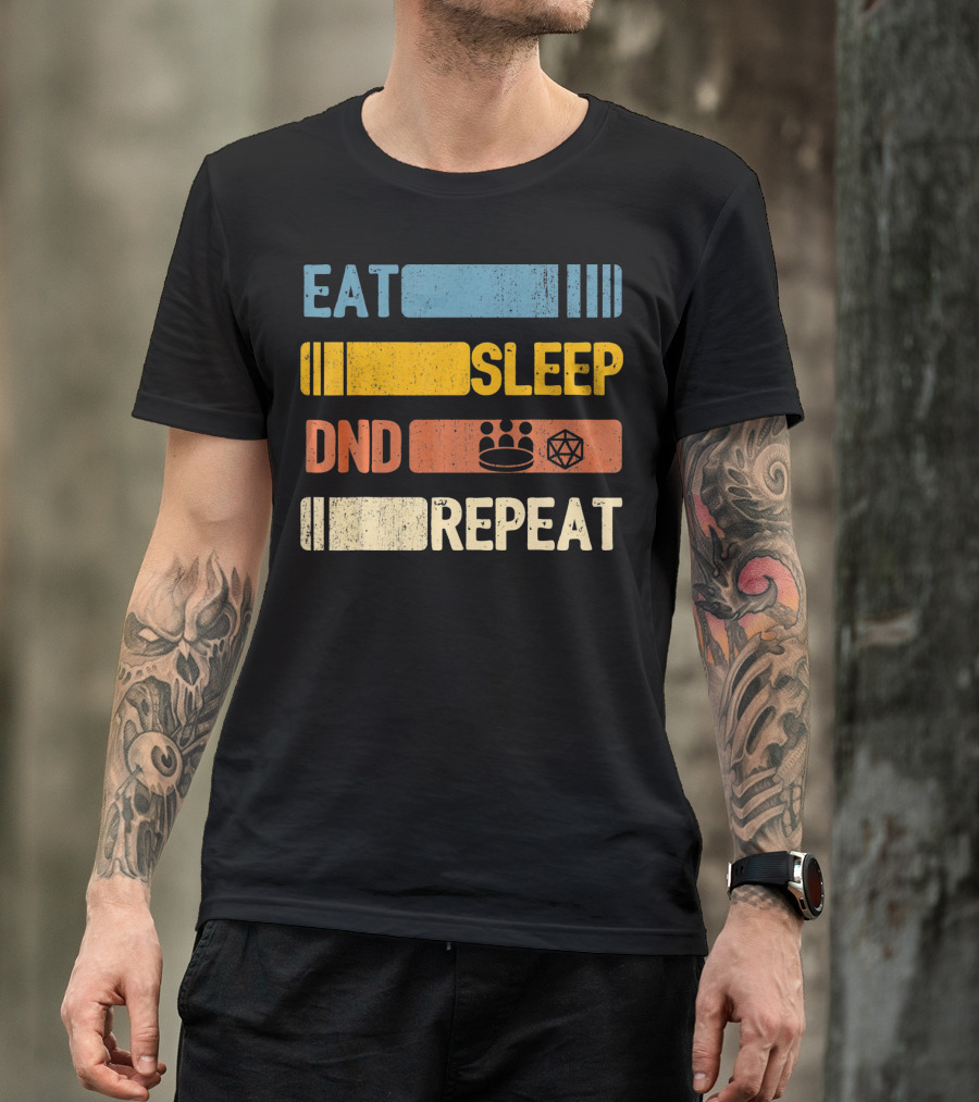 Eat Sleep DND Dice Crown Repeat T-Shirt