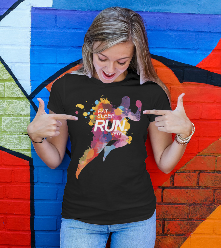Eat Sleep Run Repeat Colorful Runner T-Shirt