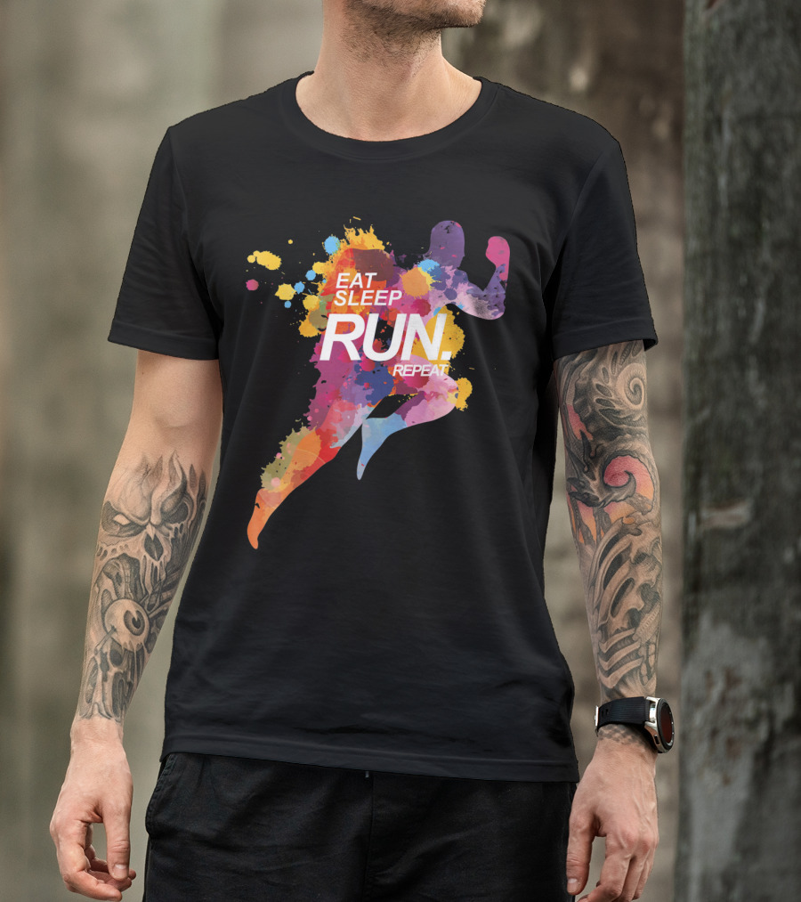 Eat Sleep Run Repeat Colorful Runner T-Shirt