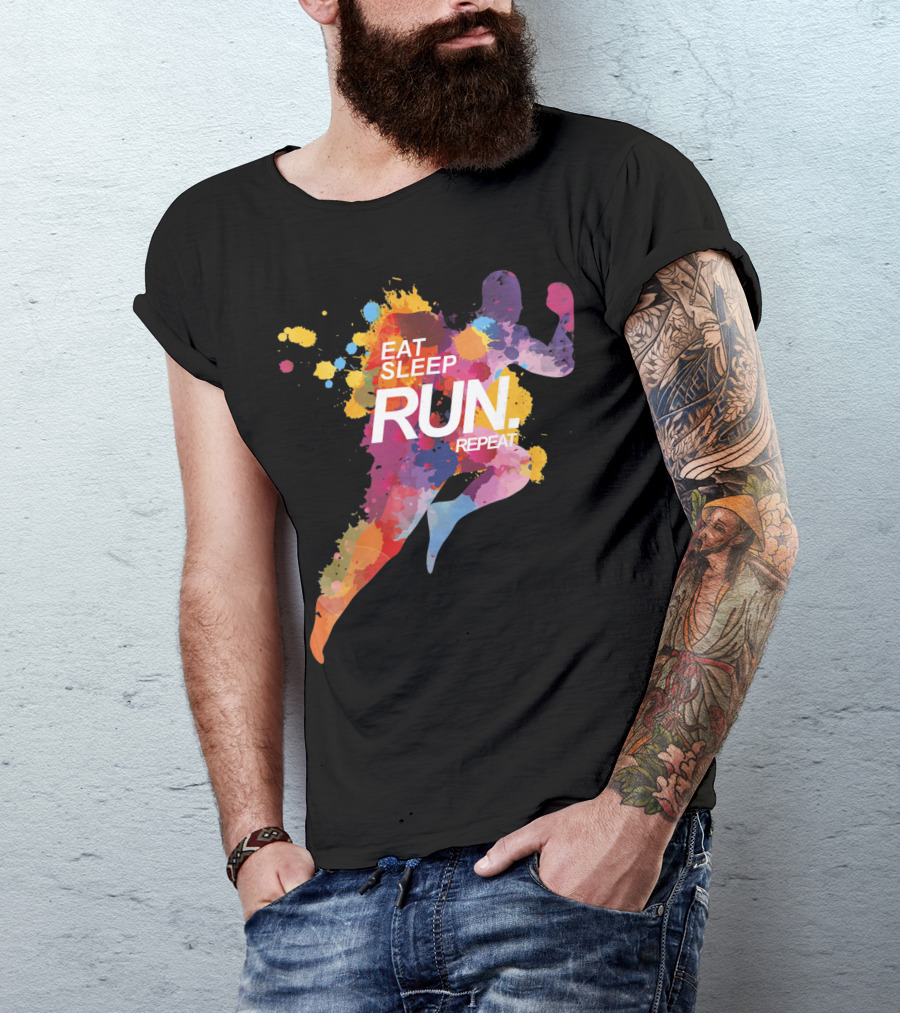 Eat Sleep Run Repeat Colorful Runner T-Shirt