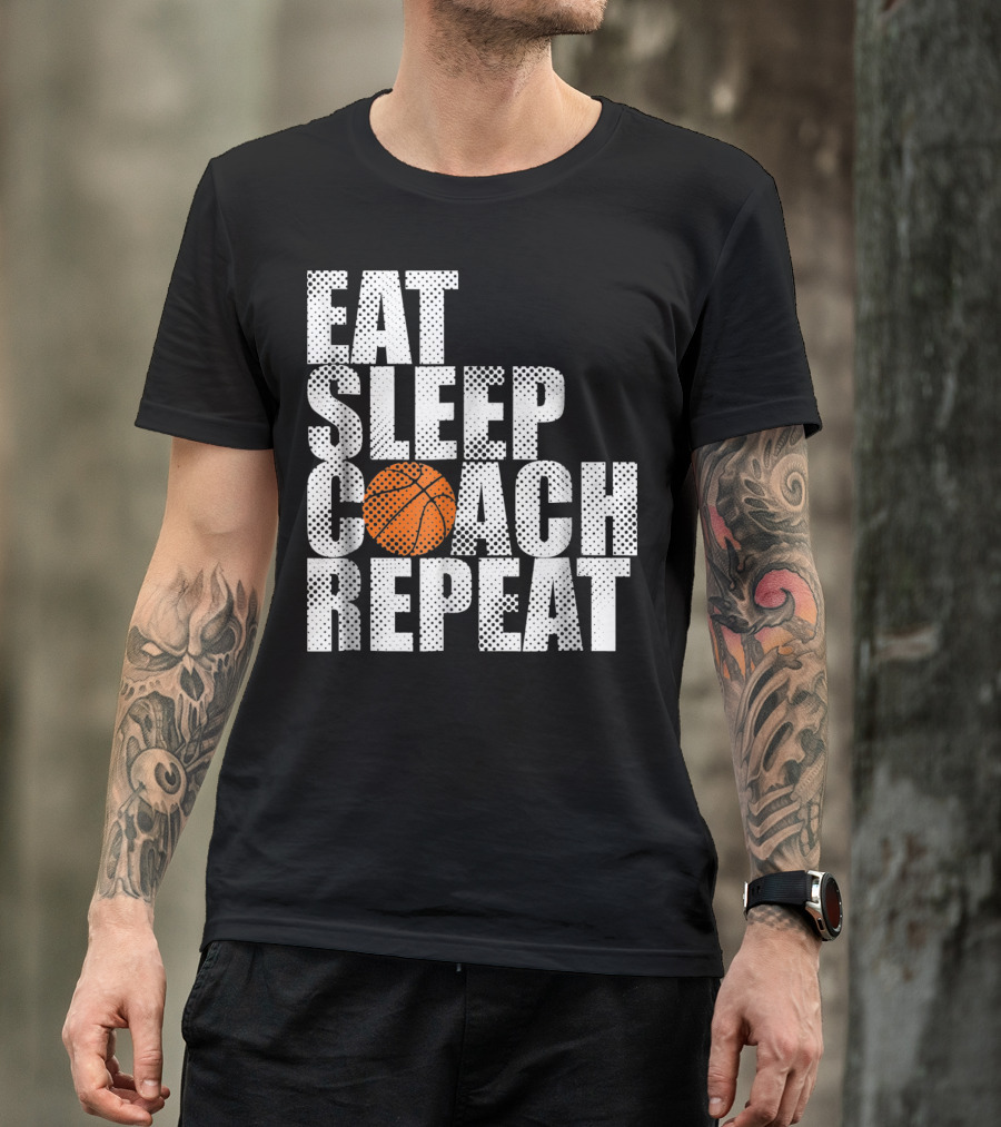 Eat Sleep Coach Basketball Repeat Vintage Style Fun Sports T-Shirt