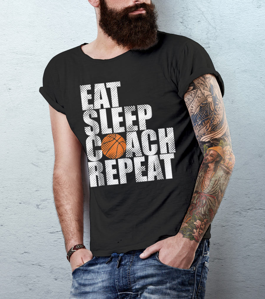 Eat Sleep Coach Basketball Repeat Vintage Style Fun Sports T-Shirt