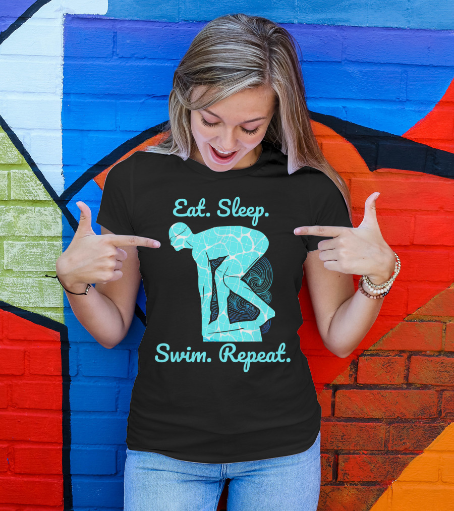 Eat Sleep Swim Repeat Swimmer In Diving Stance T-Shirt