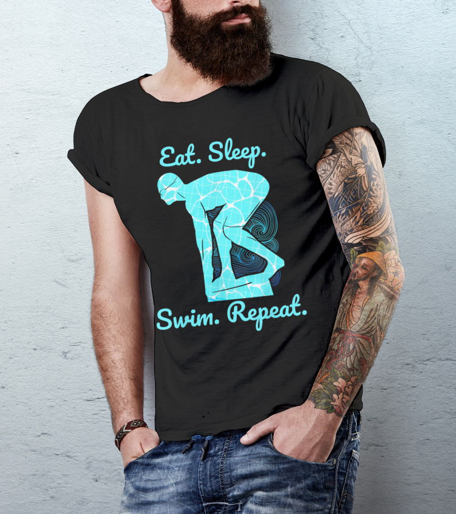 Eat Sleep Swim Repeat Swimmer In Diving Stance T-Shirt