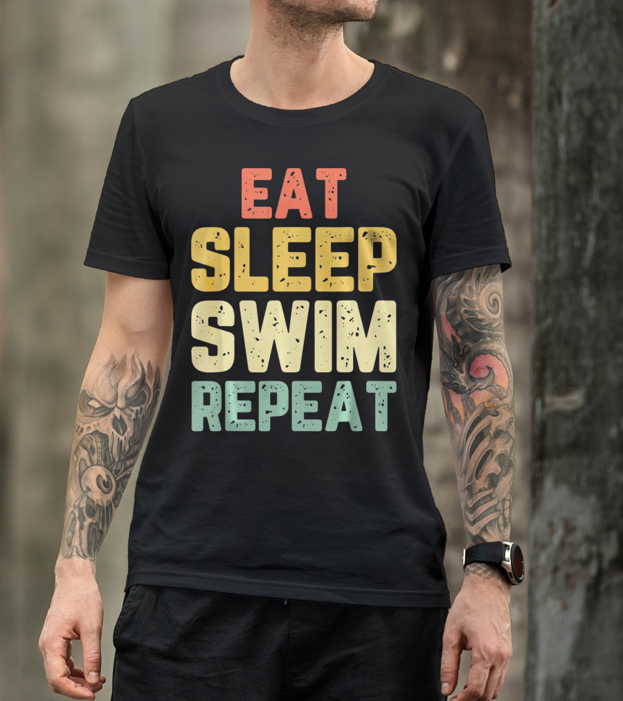 Eat Sleep Swim Repeat Swimming Vintage T-Shirt