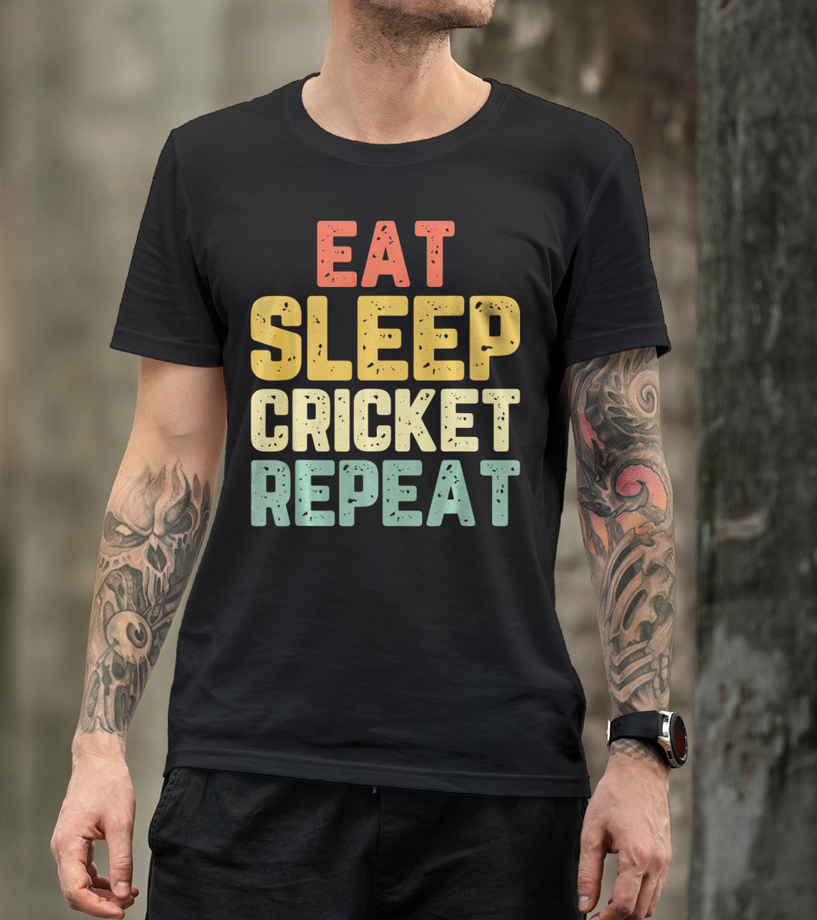Eat Sleep Cricket Repeat Player Vin T-Shirt